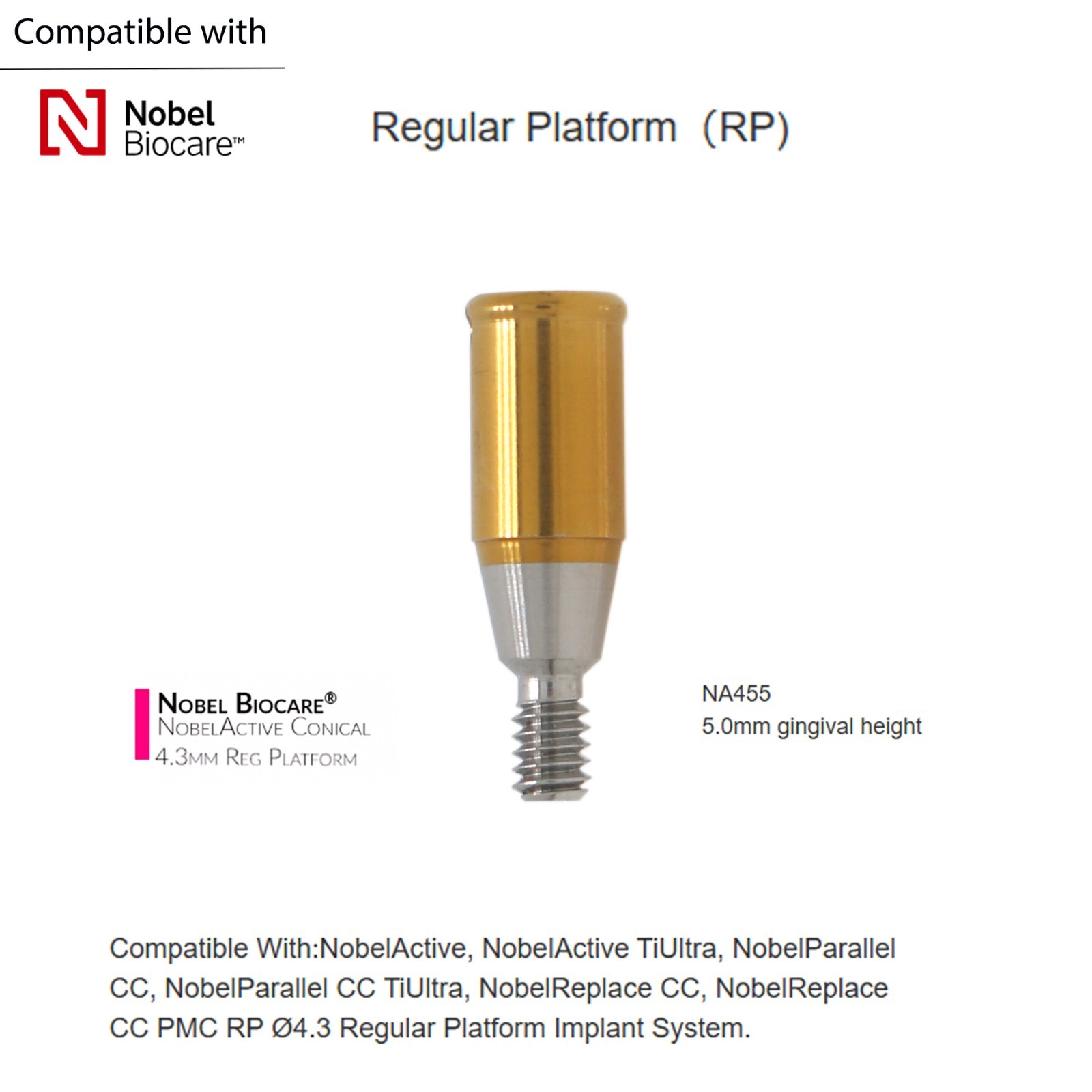 Nobel Biocare Locator abutment NP/RP conical Connection 1-5.0mm overdenture Fits