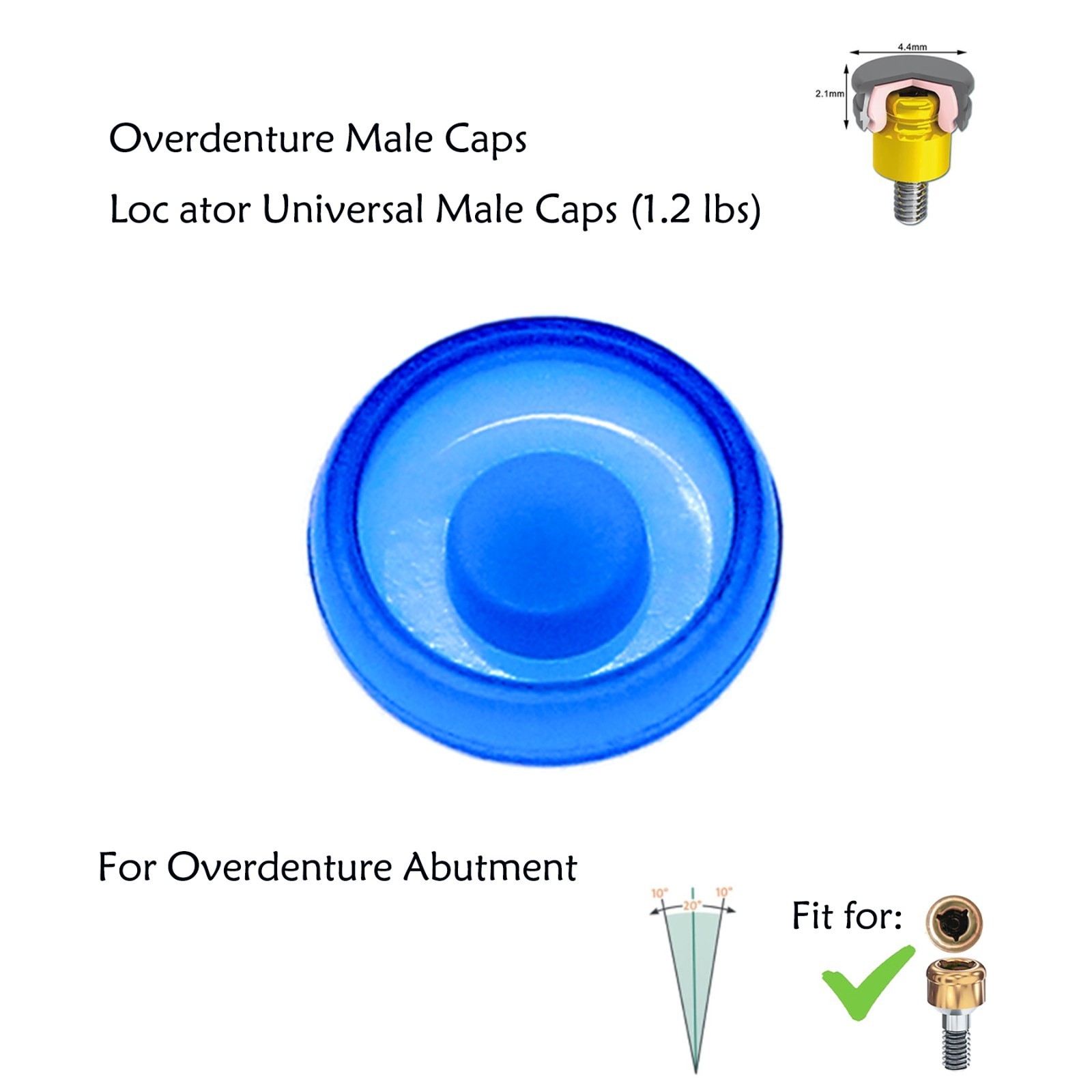 12Pcs Strong Retentive Overdenture 1.2lbs Caps Blue Male Caps Replacement Caps