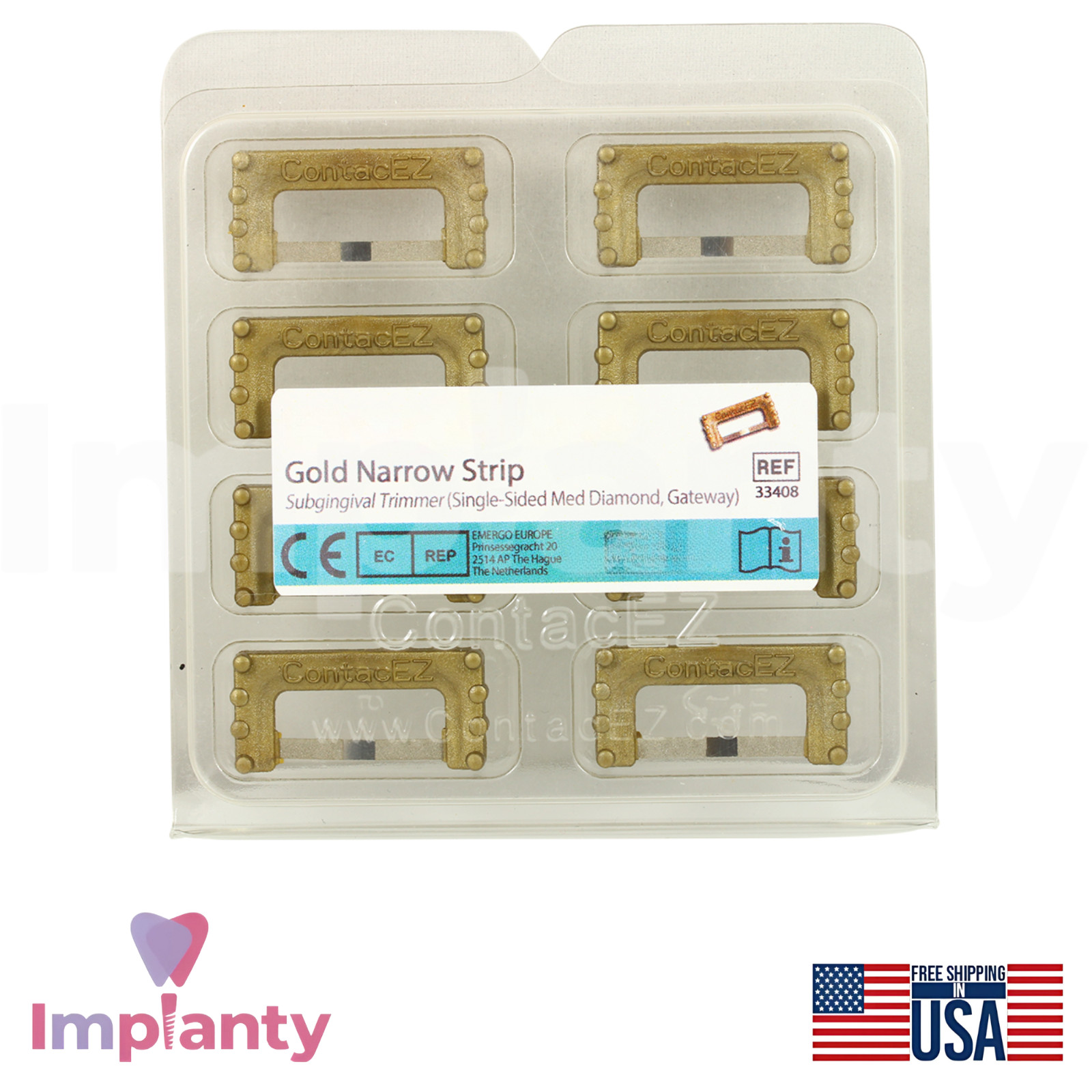 Narrow SubgingivaI Trimmer Gold Dental Restoration Strips Set Medium-Coarse 8pcs