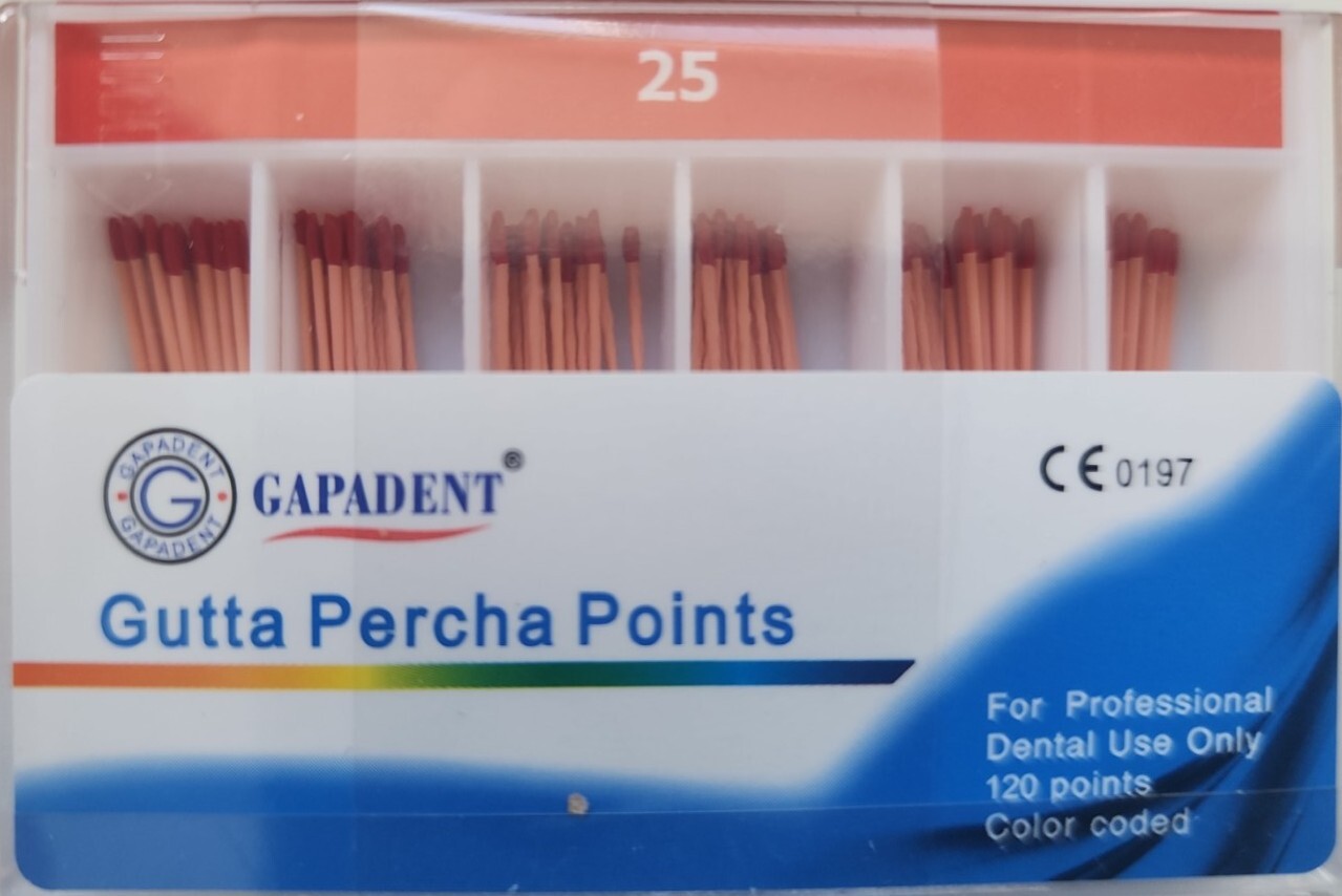 Gapadent Gutta Percha Points Size 25 Box of 120 Dental
