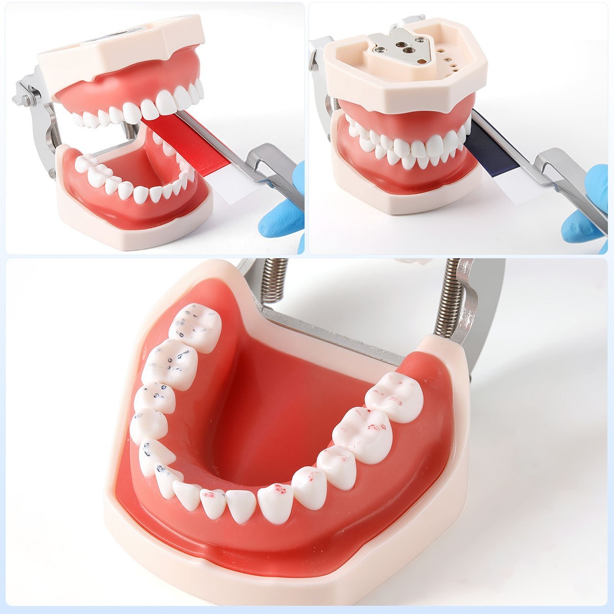 Papel articulante dental fino/grueso, papel de mordida de doble cara tiras rojas