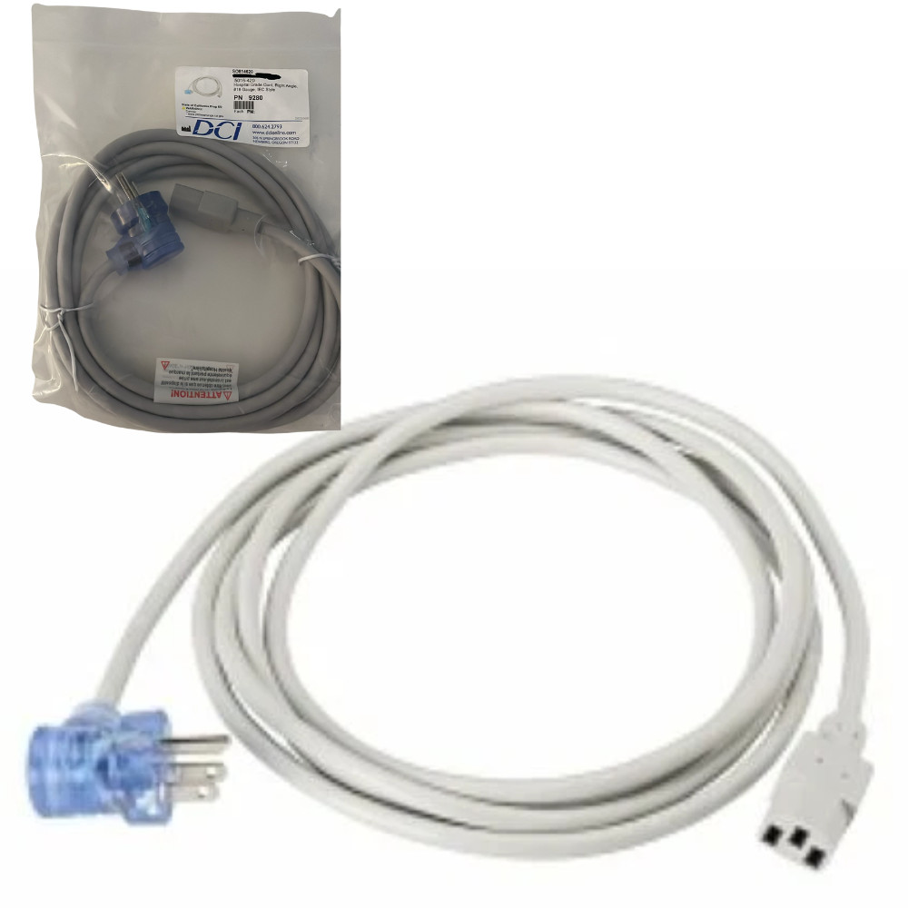 DCI Hospital Grade Cord, Right Angle, #18 Gauge, IEC Style – PN 9280