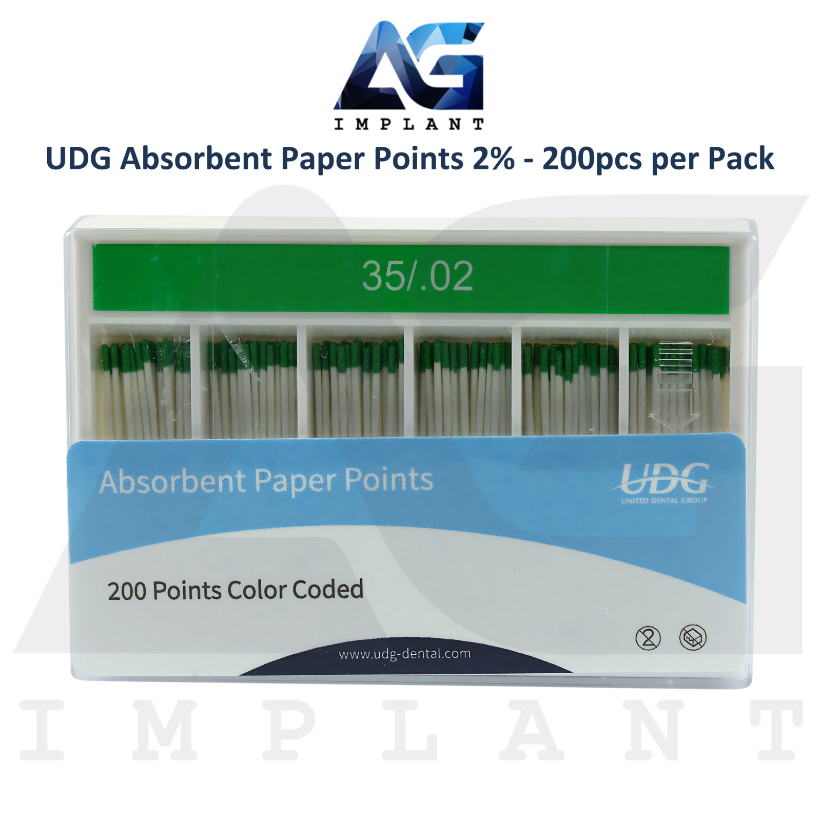 5 Dental Absorbent Cotton Paper Points 2% 200pcs per Pack Fast Drying UDG Lab