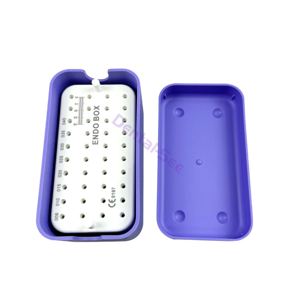 40 Holes Dental Endo Box FG Files Bur Holder Autoclave Disinfection Box Ruler