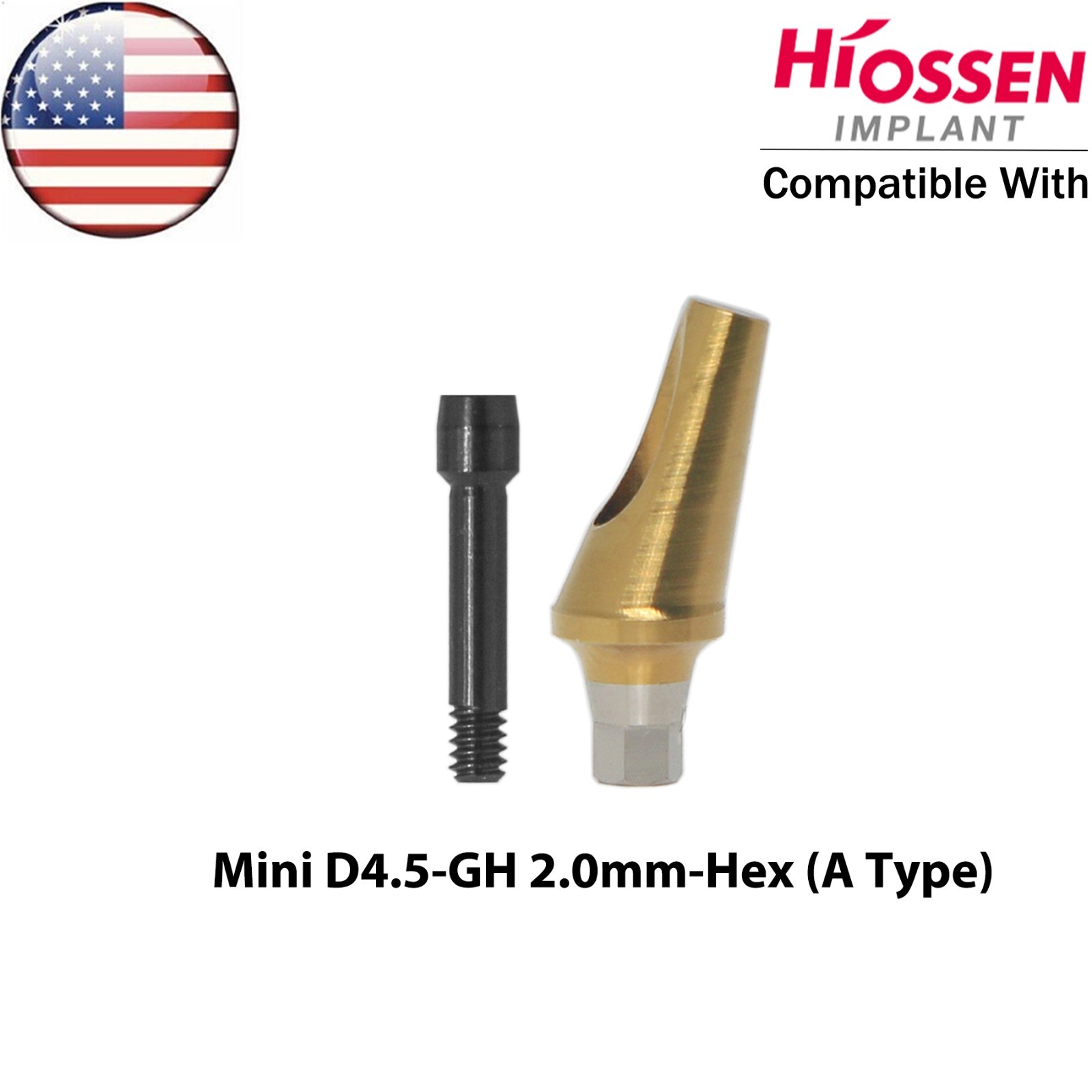 US Dental 17° Angled Anatomic Abutment For Hiossen Osstem Mini Ø4.5mm Platform