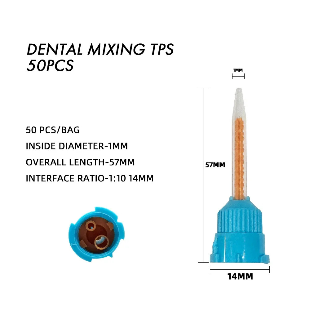 50pcs/pack Dental T Mixing Tips 1:1 Ratio Disposable Impression Mixing Tube