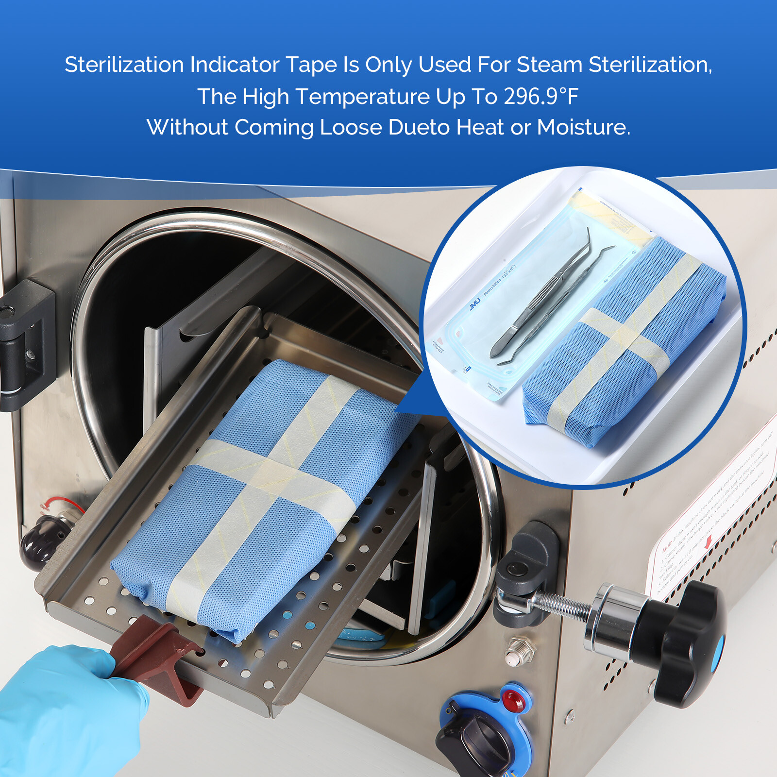 JMU Sterilization Steam Indicator Tape 1/2″ 3/4″ 1″x 60 Yard Autoclave Tape
