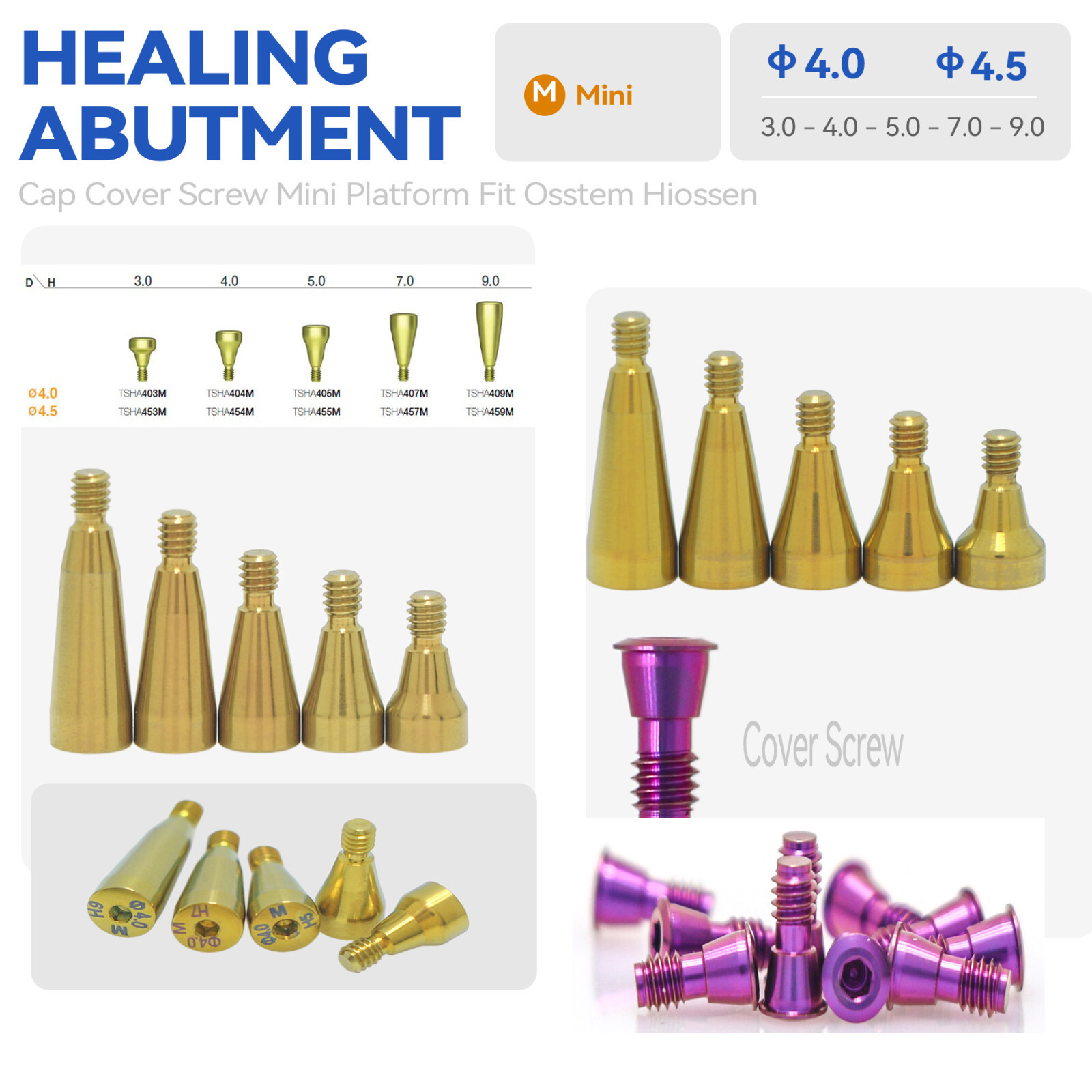 Fits Hiossen Healing Locator Abutments Impression Open/Close Tray Lab Analog M/R