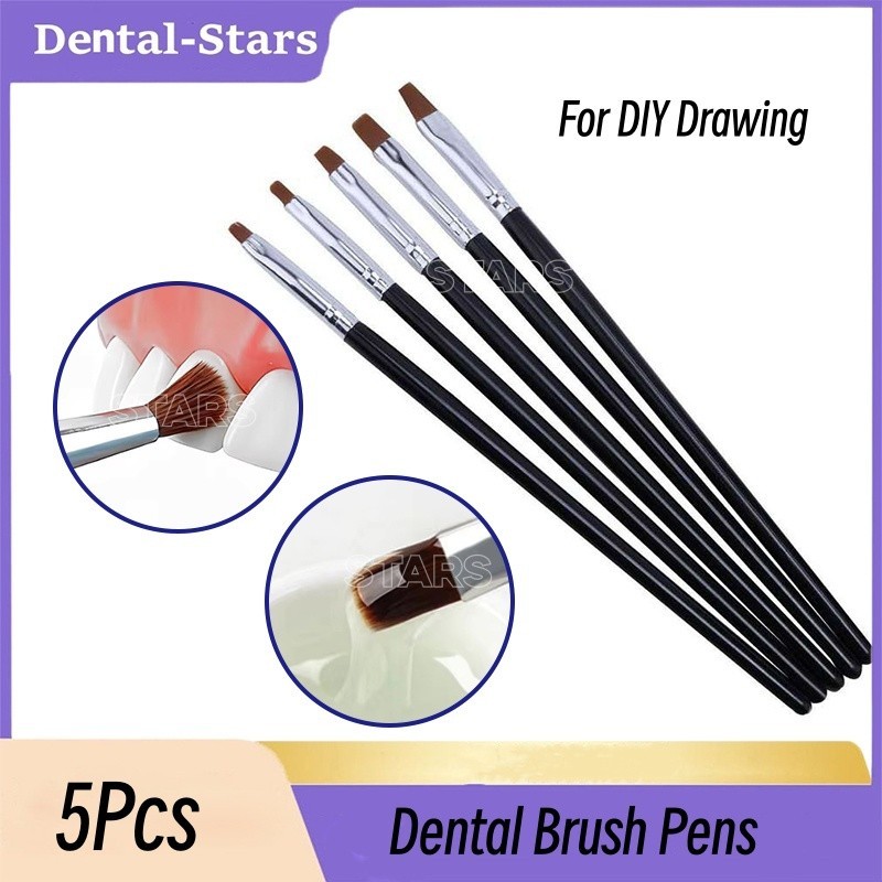 5 Pcs Dental Porcelain Brush Pen For Adhesive Composite Shaping Pens DIY Drawing