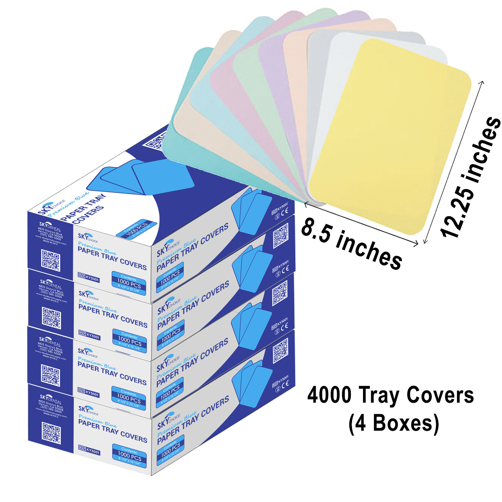 4000 Dental Medical Tray Paper Cover Size “B” 8.5″ x 12.25″ All Colors