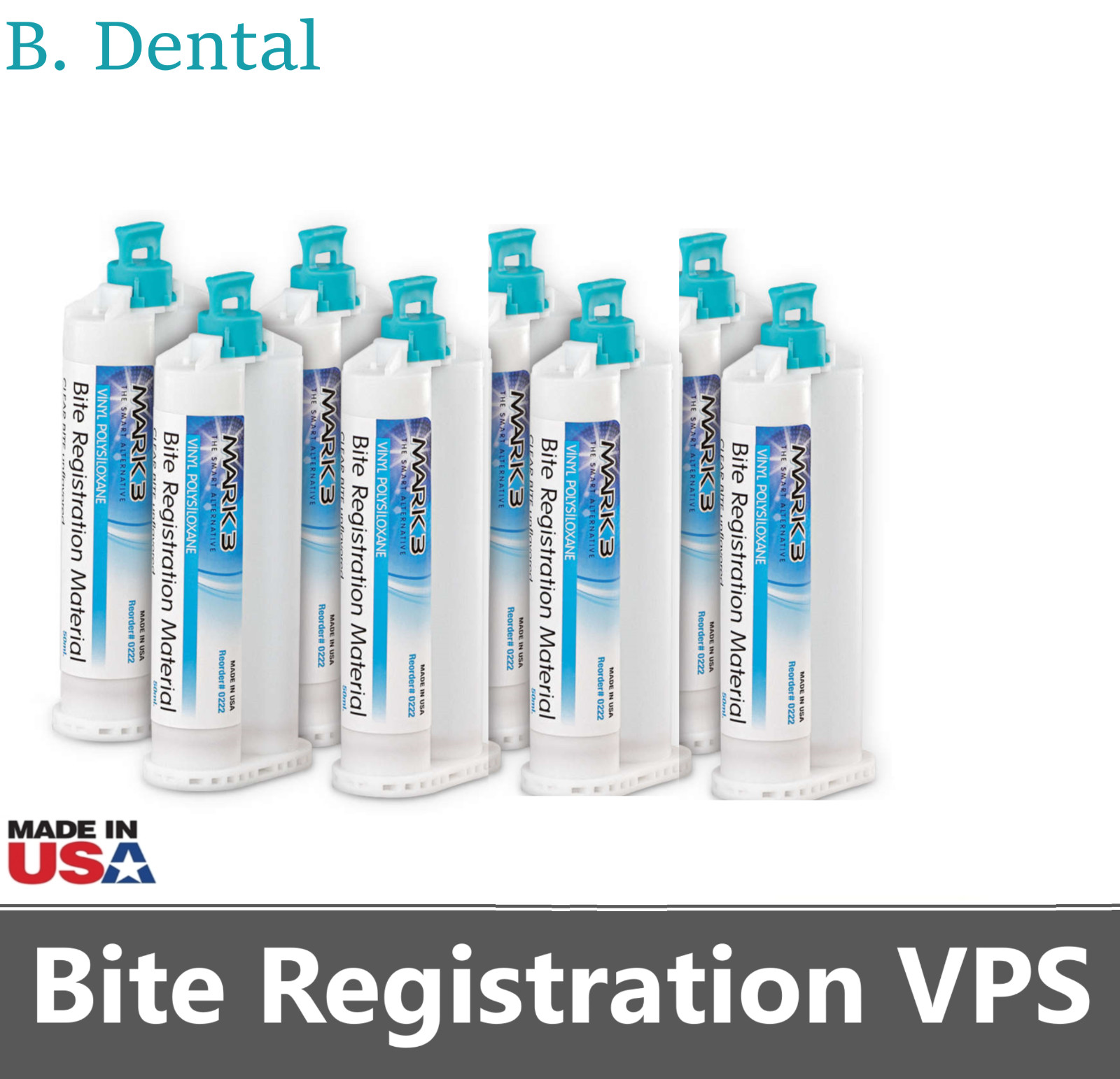 Dental VPS Bite Registration Material FAST SET, REGULAR Set 4 x 50ml Cartridges