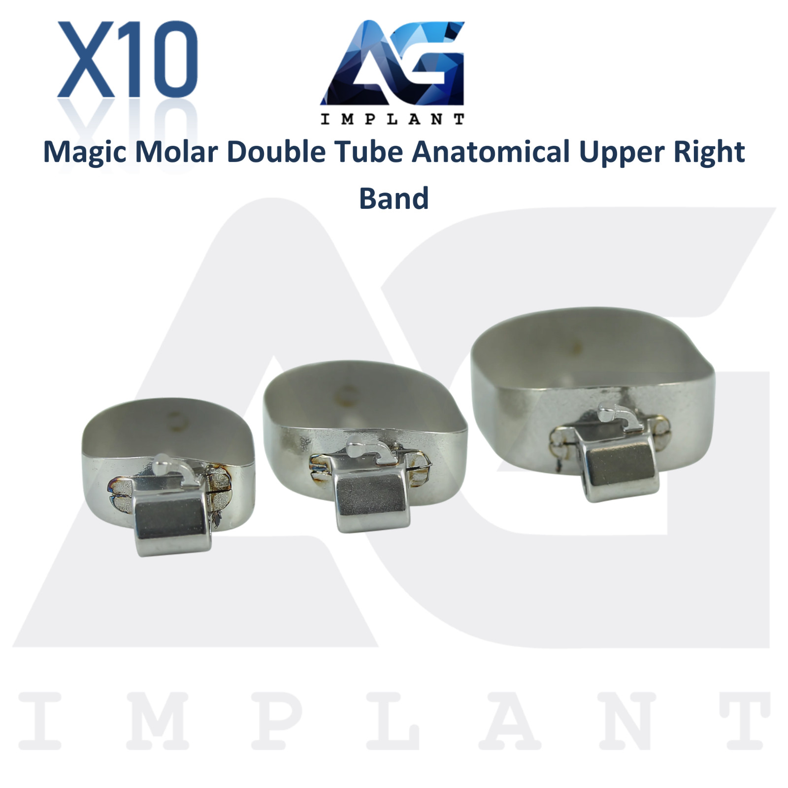 10 Dental Molar Double Tube Anatomical Upper Right Ortho Band Solid Anchor Magic