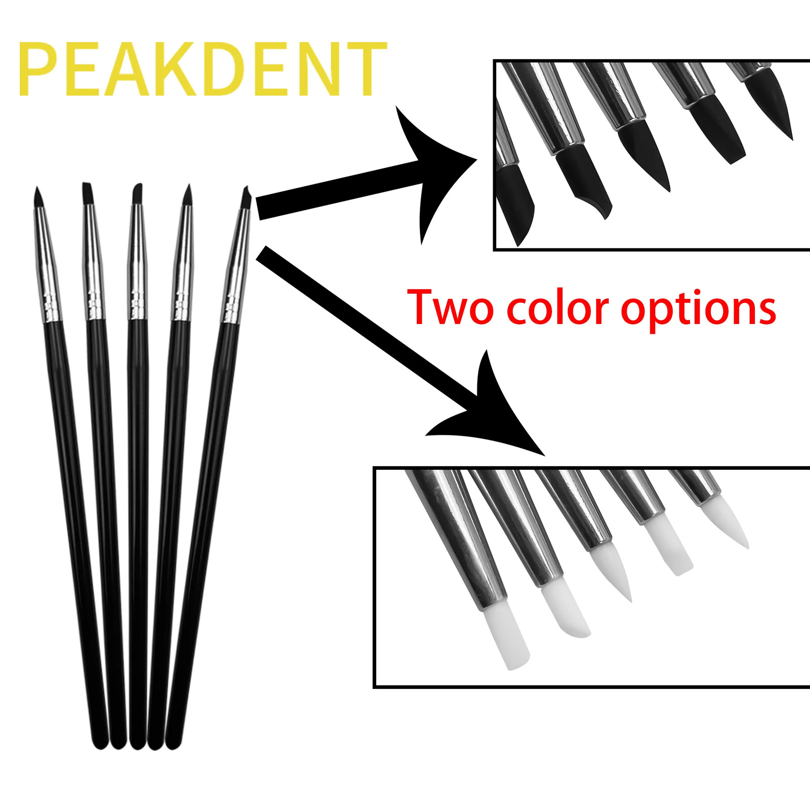 5 Pcs Dental Resin Brush Pens Shaping Silicone Tooth Tool for Adhesive Composite
