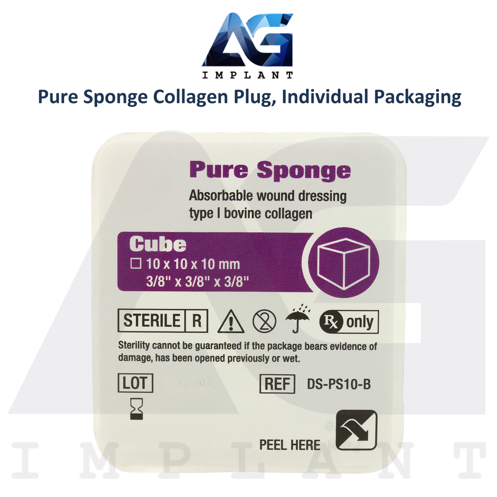 Dental Pure Collagen Sponges 10 Individually Packed Plugs Sterile Void Filling