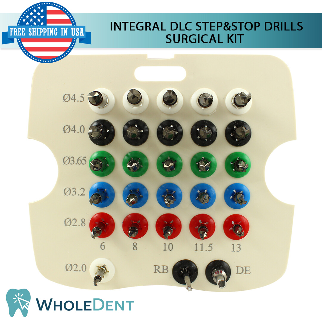 Integral DLC Step & Stop Drills Kit Dental Drill Bur Tool Universal Instrument