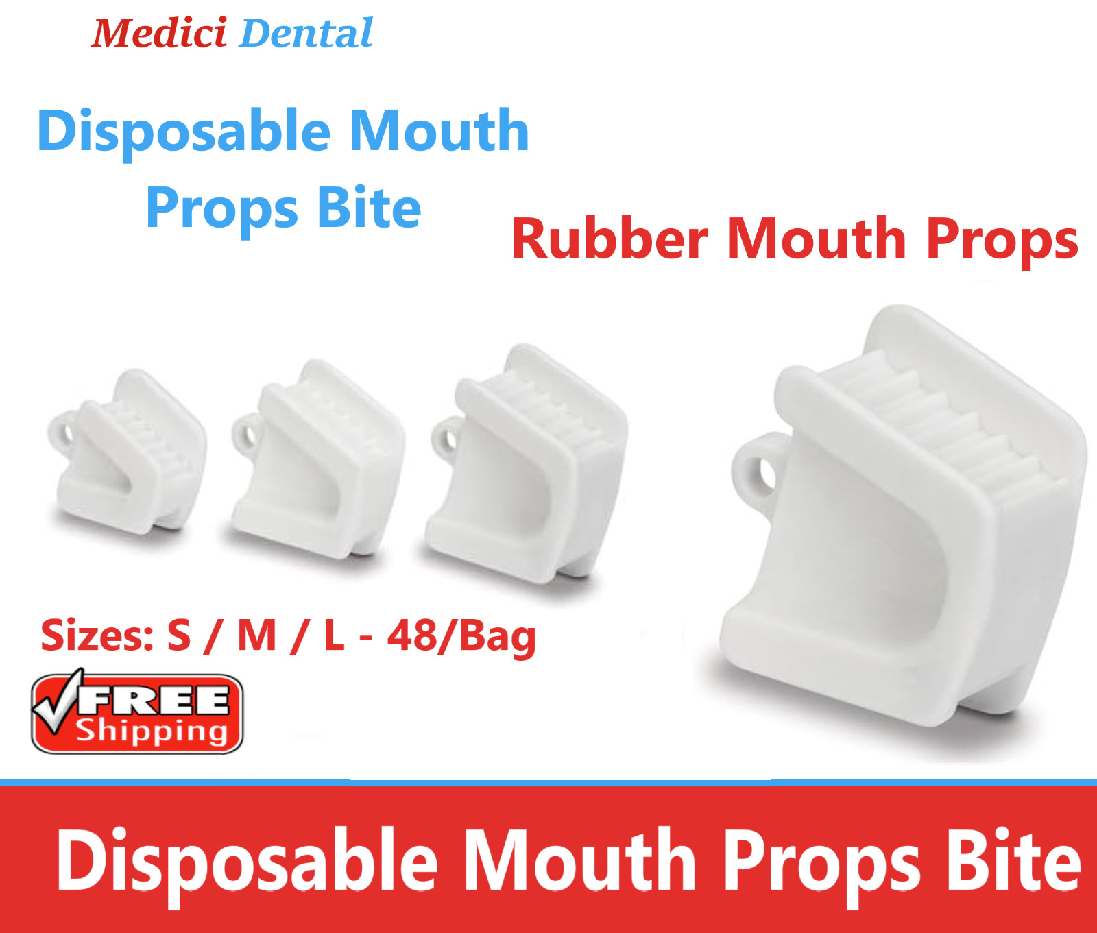 Dental Ortho Piercing Disposable Mouth Props Bite Blocks 48 pcs – Medium, Large