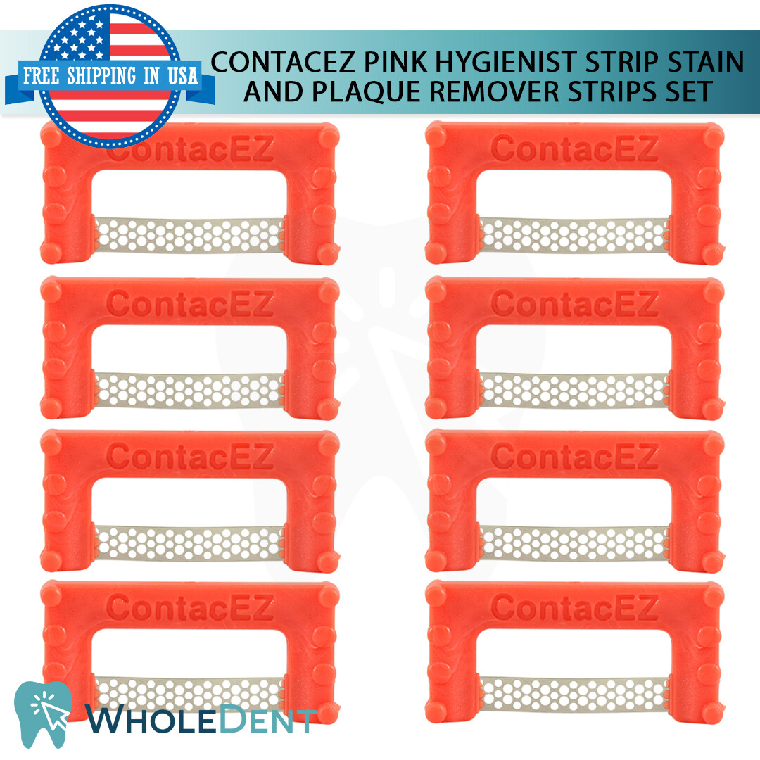 ContacEZ Pink Hygienist Strip Stain And Plaque Remover 8 Strips Dental Proximal