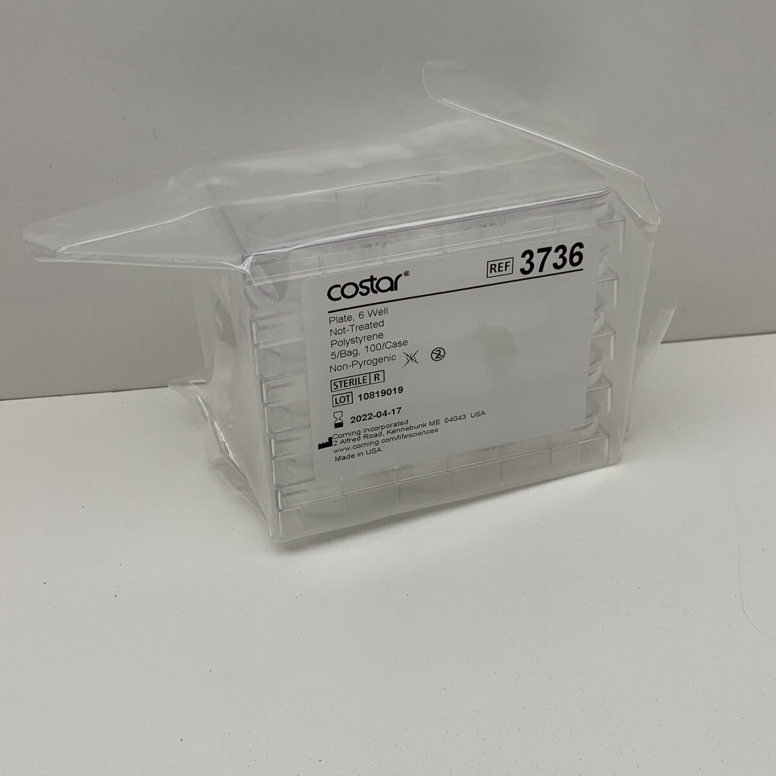 (100-Pack) Corning 3736 Costar 6-Well 16.8 mL Flat Bottom Plate Sterile EXPIRED
