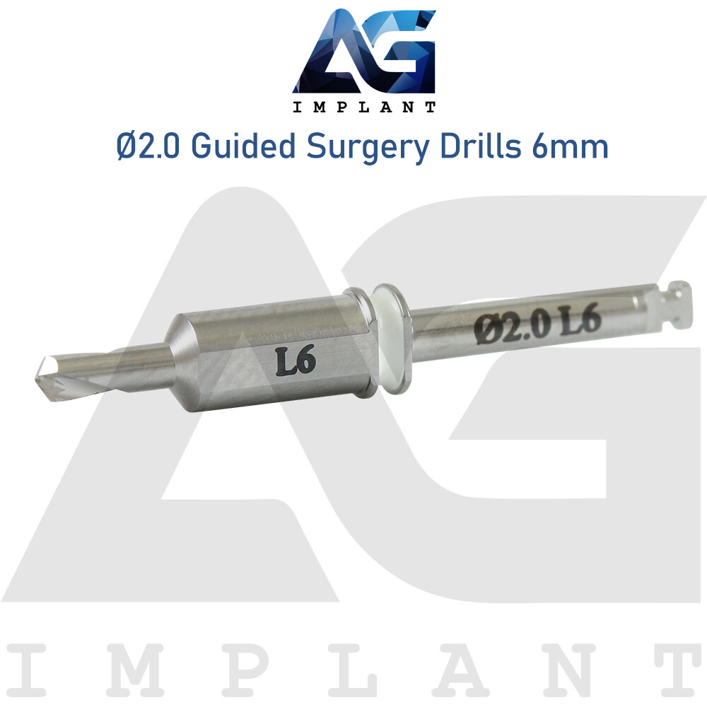 1 Dental Straight Guided Stopper Drill 2.0mm Set With Guide Sleeve White Color