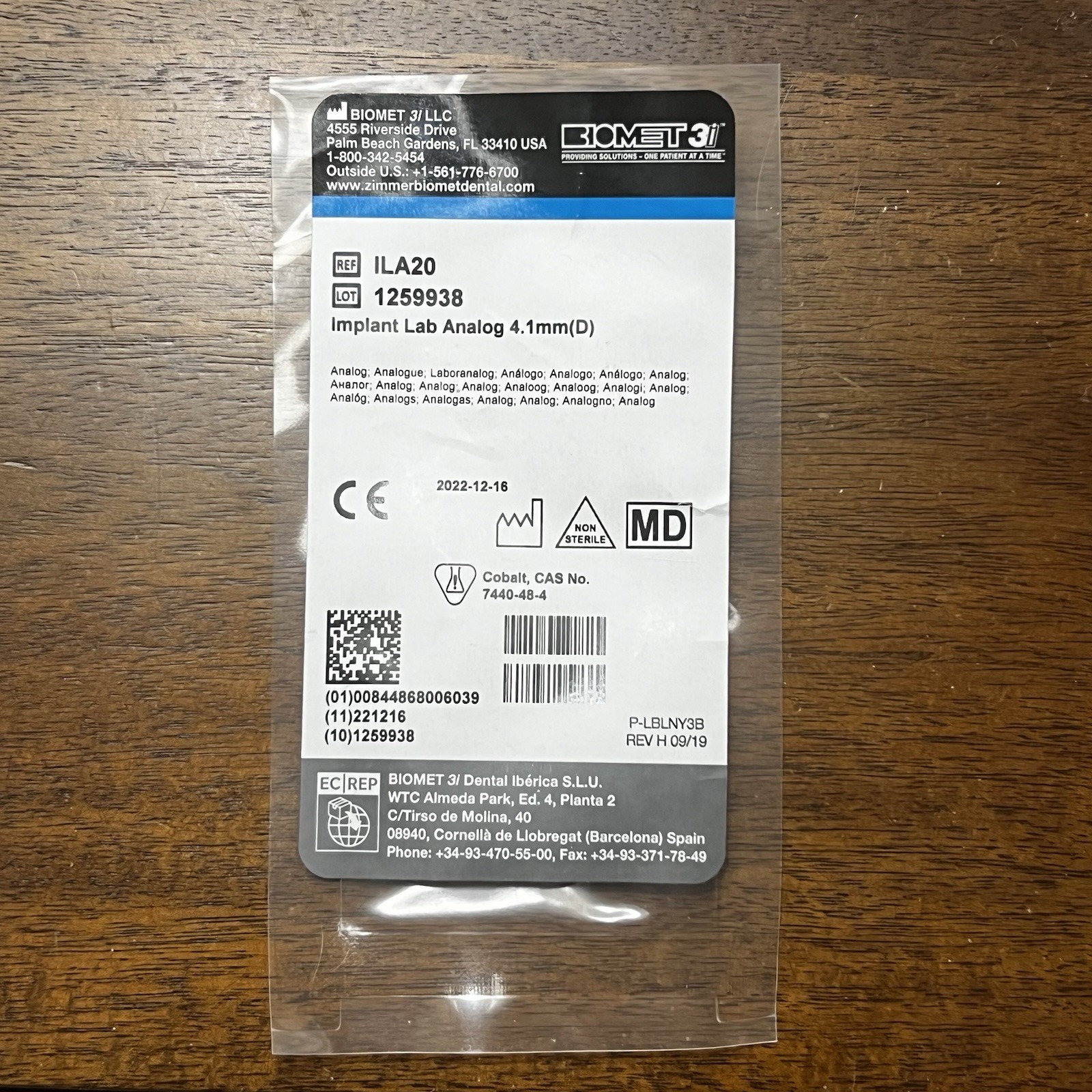 Biomet 3i Implant Lab Analog 4.1mm (D) REF ILA20