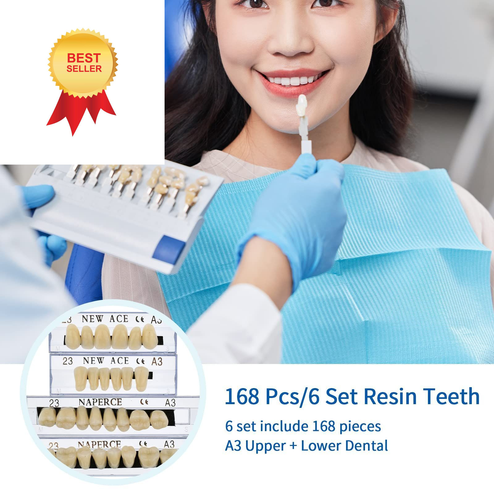 168 Pieces False Teeth Dental Complete Acrylic Resin Denture Teeth, 6 Sets…