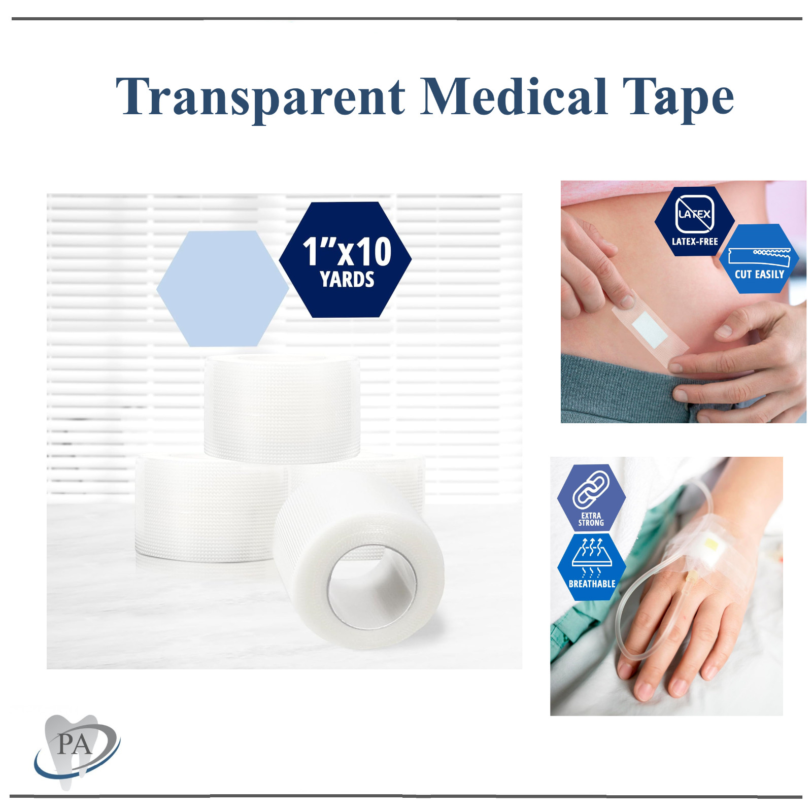 Transpore Type Clear Medical Tape Surgical Tape Tearable, Breathable, 1″ x 10 yd