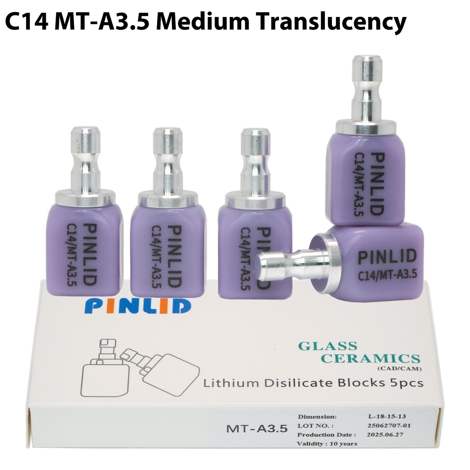 C14 Dental Ceramic Blocks Lithium Disilicate Cerec CAD CAM MT A1 A2 A3 5Pcs/Box