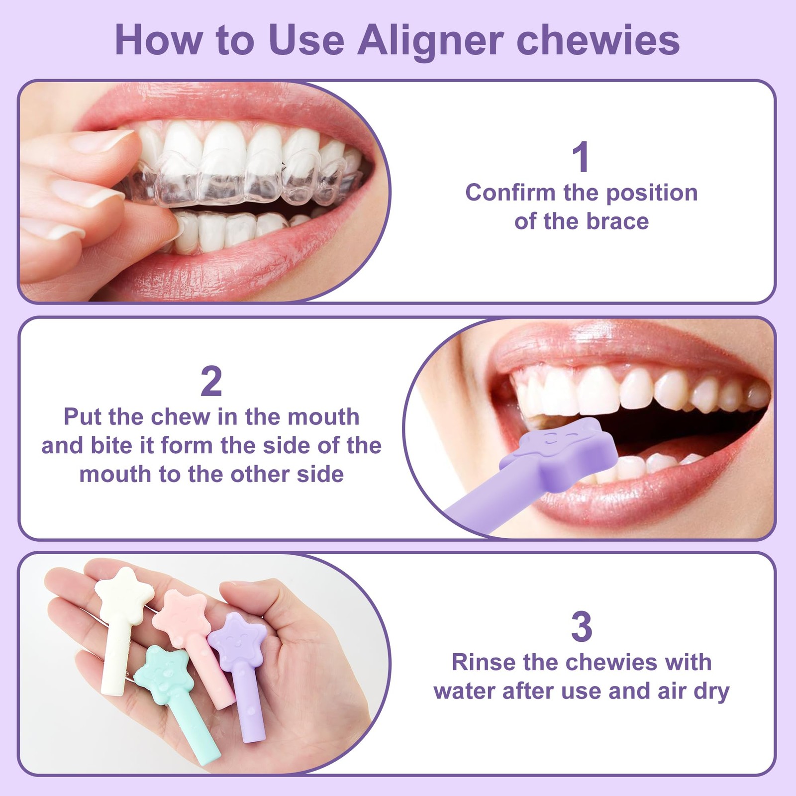 Aligner Chewies for Invisalign, 4-Pack Star Style Silicone 4PCS, 1
