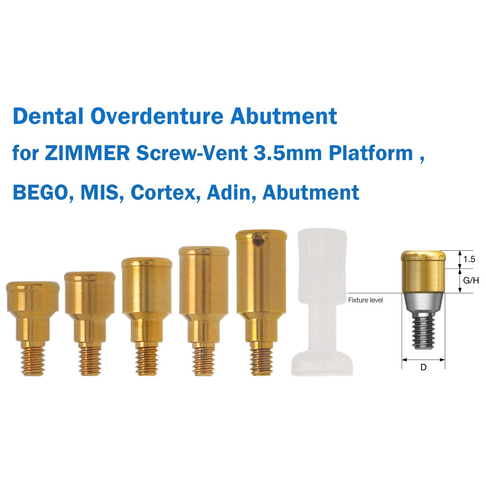 For Hiossen Osstem/Nobel Active/Zimmer/MIS Dental Locator Attachment Abutment