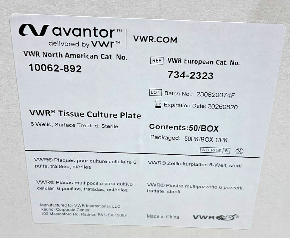 New VWR 10062-892 50/Case 6-Well Sterile Treated Tissue Culture Plate 161B