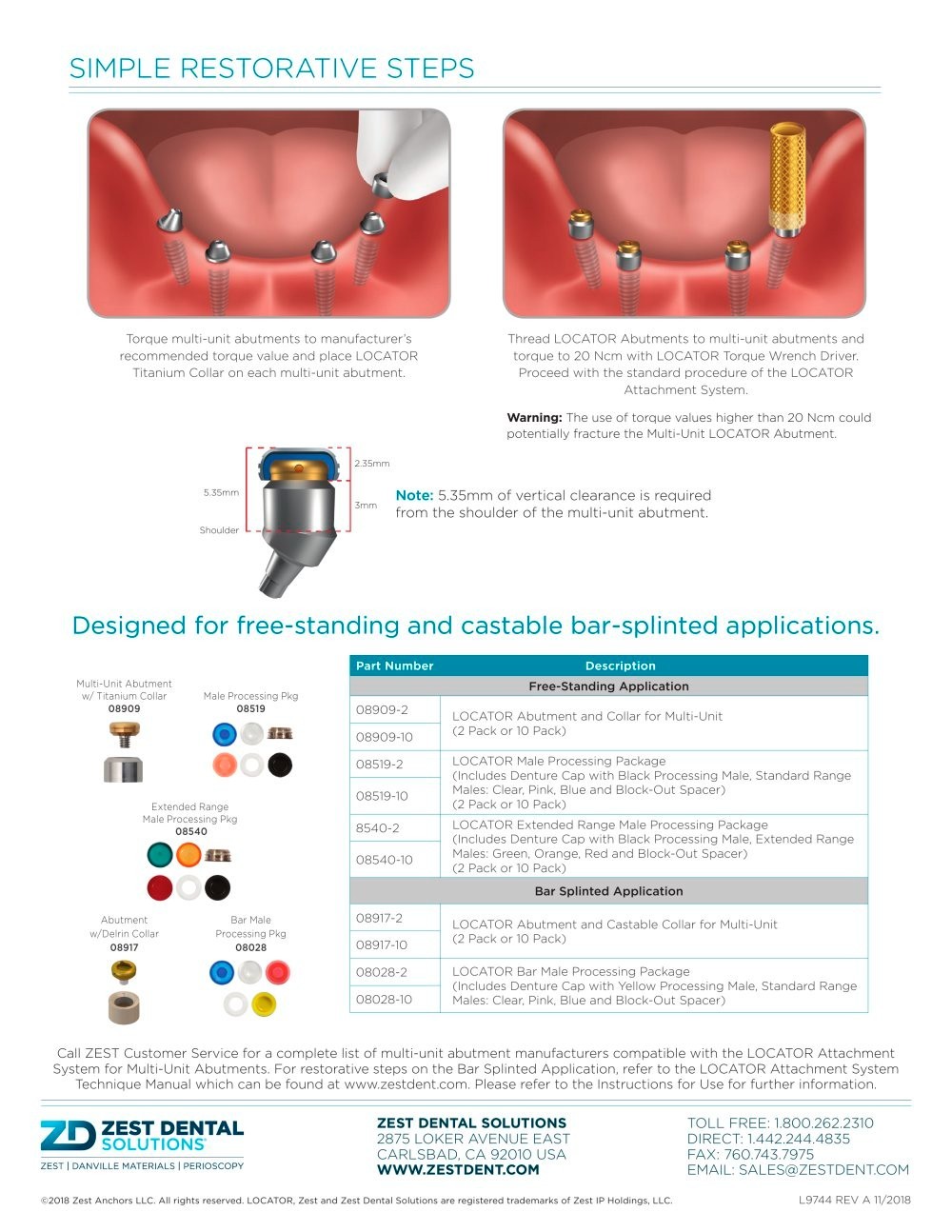 4.8mm Multi-Unit Locator Attachment Abutment Fit Hiossen/Nobel/3.0/5.0mm GH