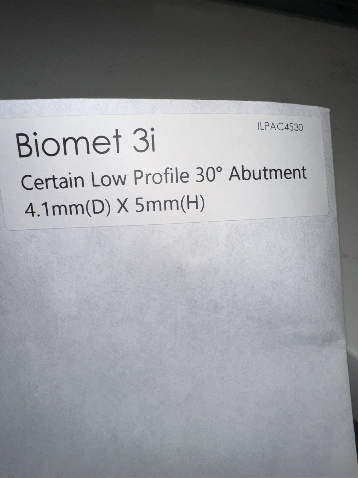 Biomet 3I Certain Low Profile 30° Abutment 4.1 Mm Diameter X 5 Mm Height.