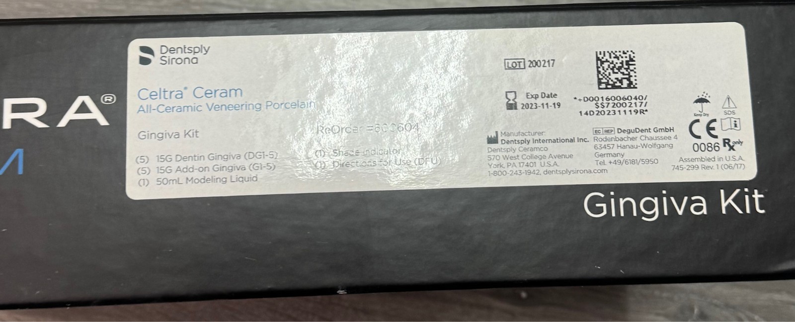 Dentsply Sirona Celtra Ceram Gingiva Kit Veneering Porcelain