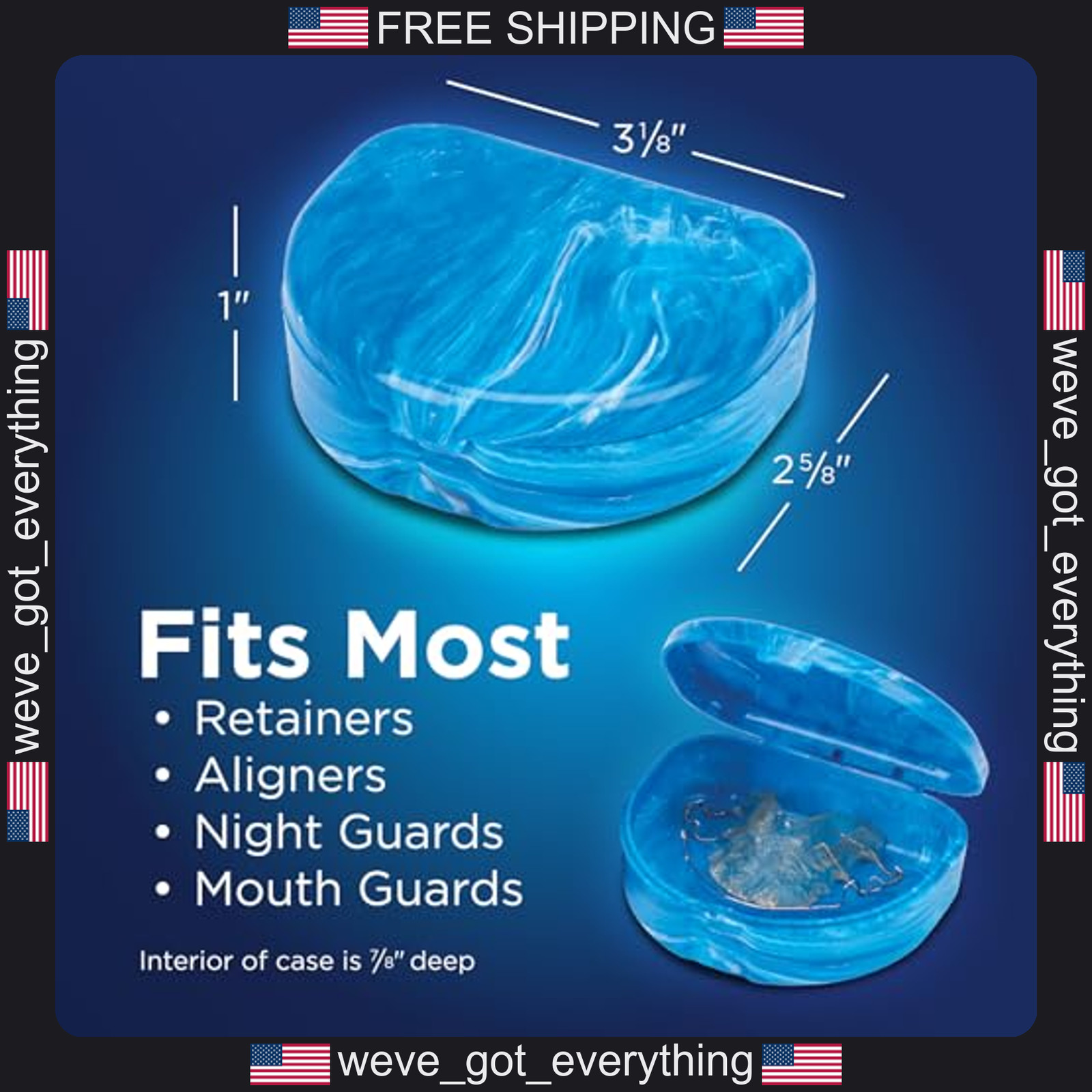 3 Pack Orthodontic Aligner Cases BPA Free Vented Plastic