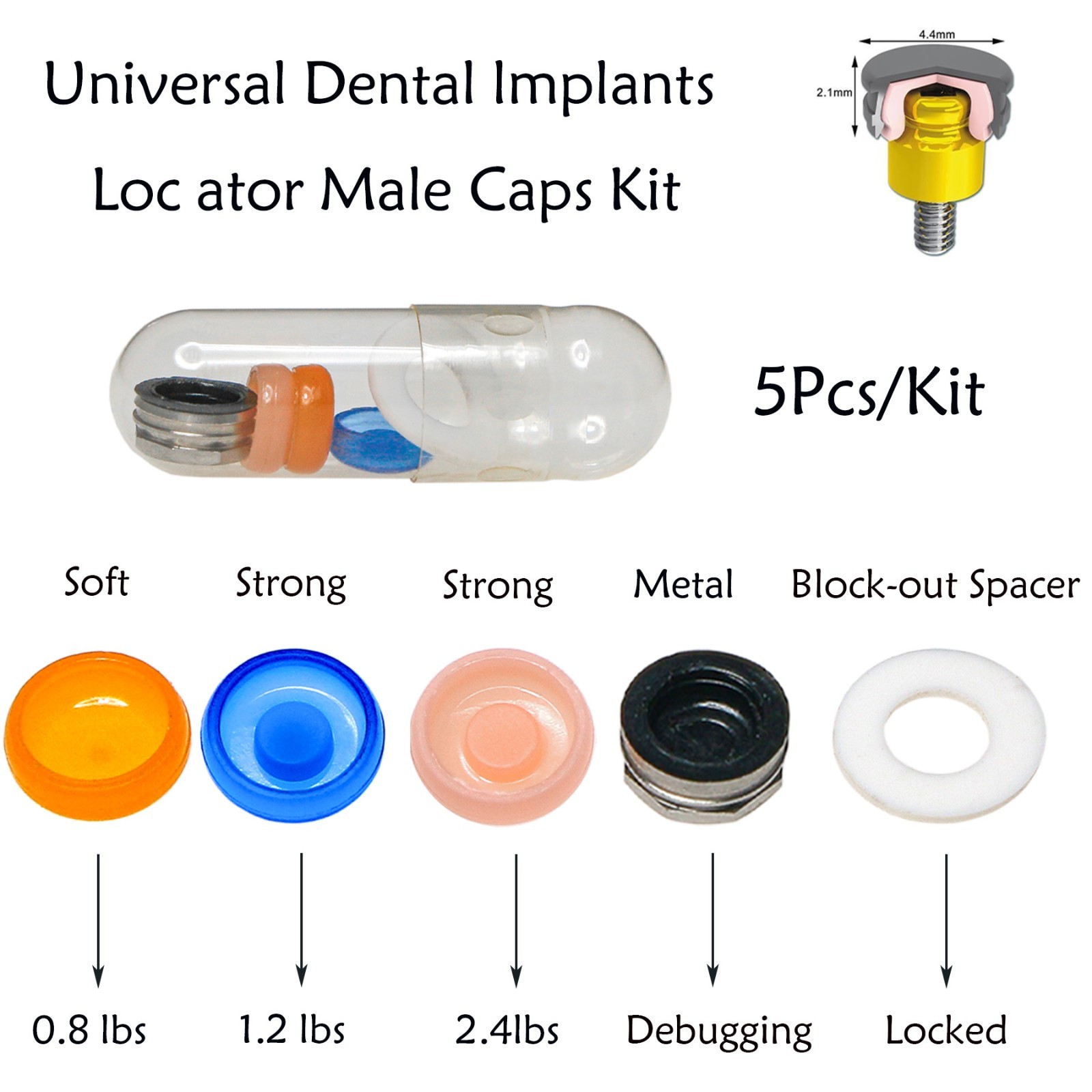 US Dental Locator Attachment Abutment for Hiossen ET/OsstemTS Mini Regular Plat