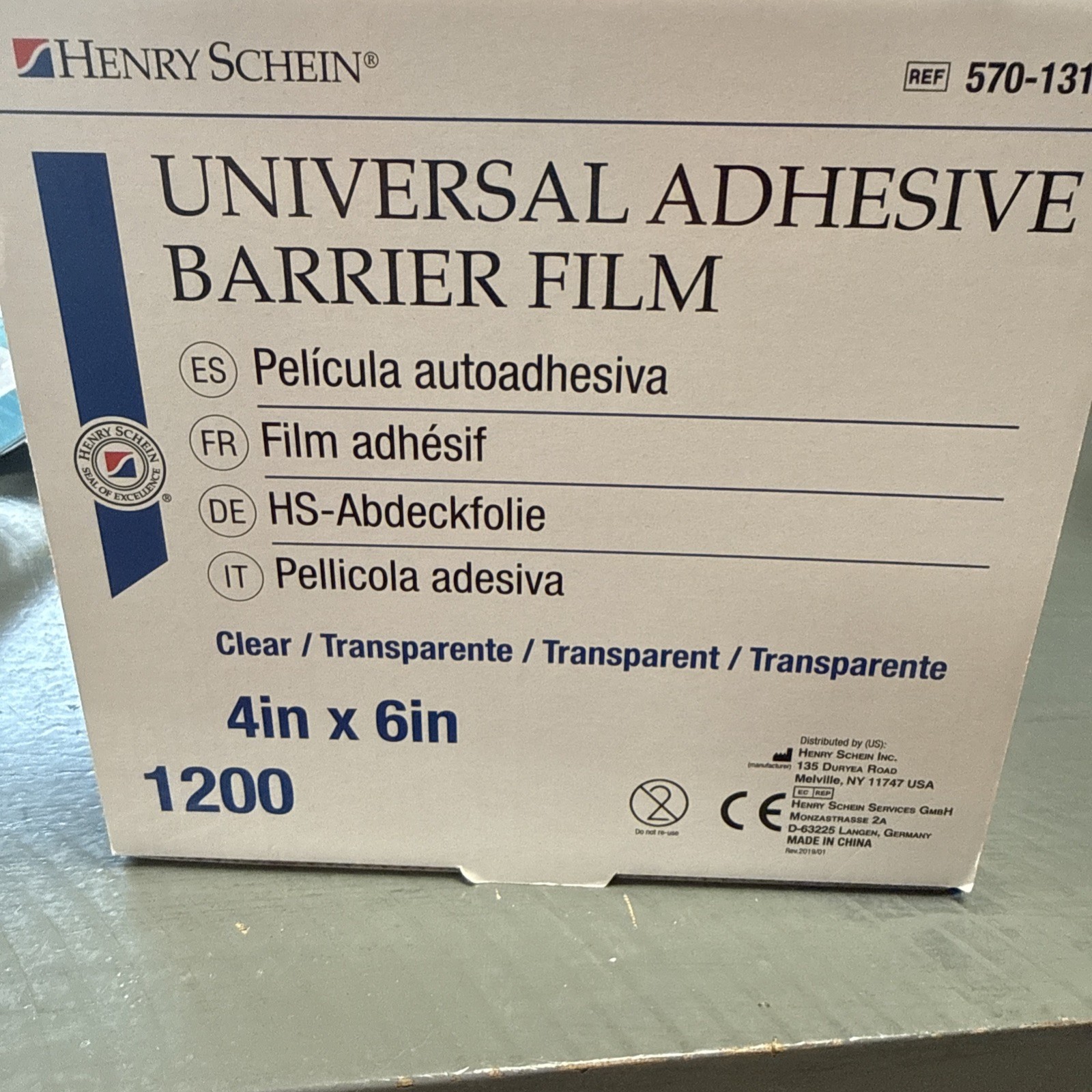 The Henry Schein Universal Adhesive Barrier Film, Clear, 4”x6”