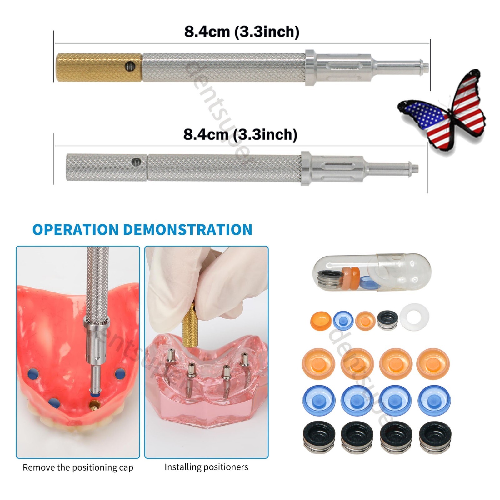 US Universal Implant Retention Caps Set Insertion Extraction Remove Core Tool