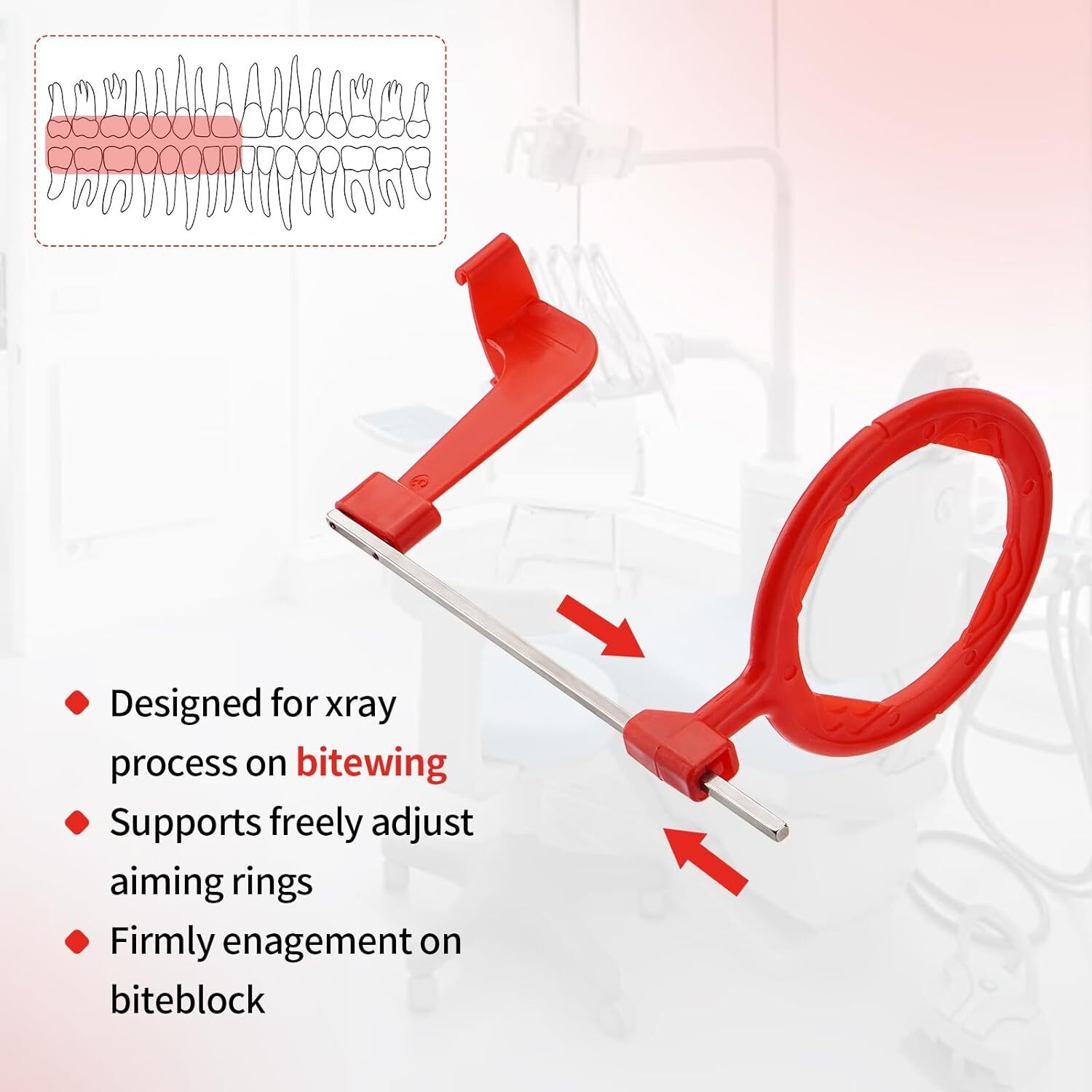 5x Dental Bitewing Indicator Arms Red X-Ray Sensor Holder BAI Style Autoclavable
