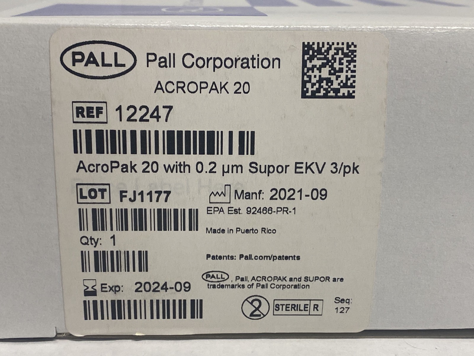(3/Pk) PALL CYTIVA AcroPak Filter Capsules w/ 0.2um Supor EKV Membrane 12247