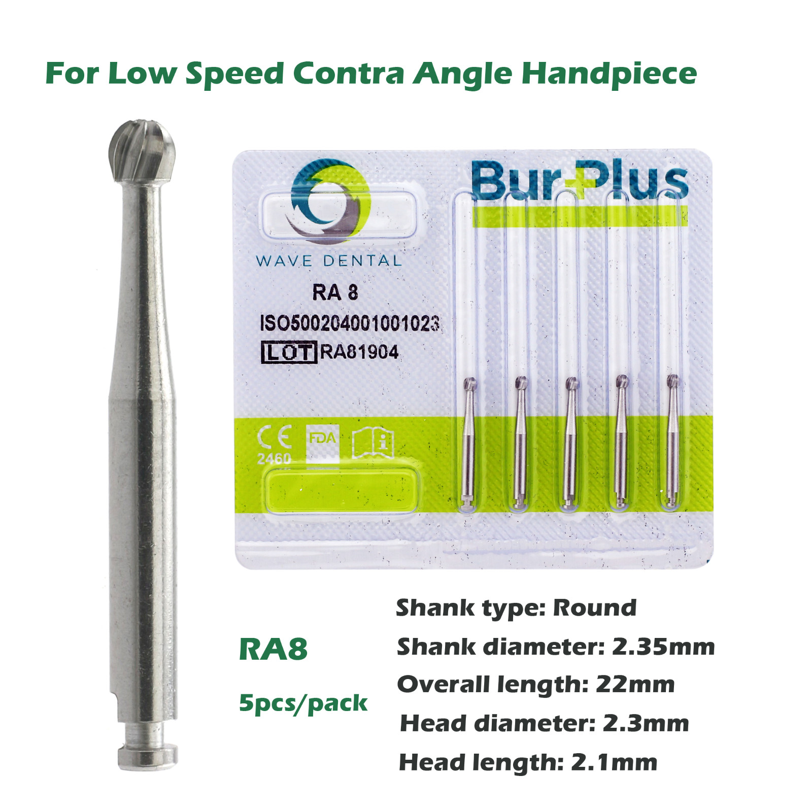 Wave Dental Carbide Burs Latch Round RA 2 3 4 8 699 for Slow Speed Contra Angle