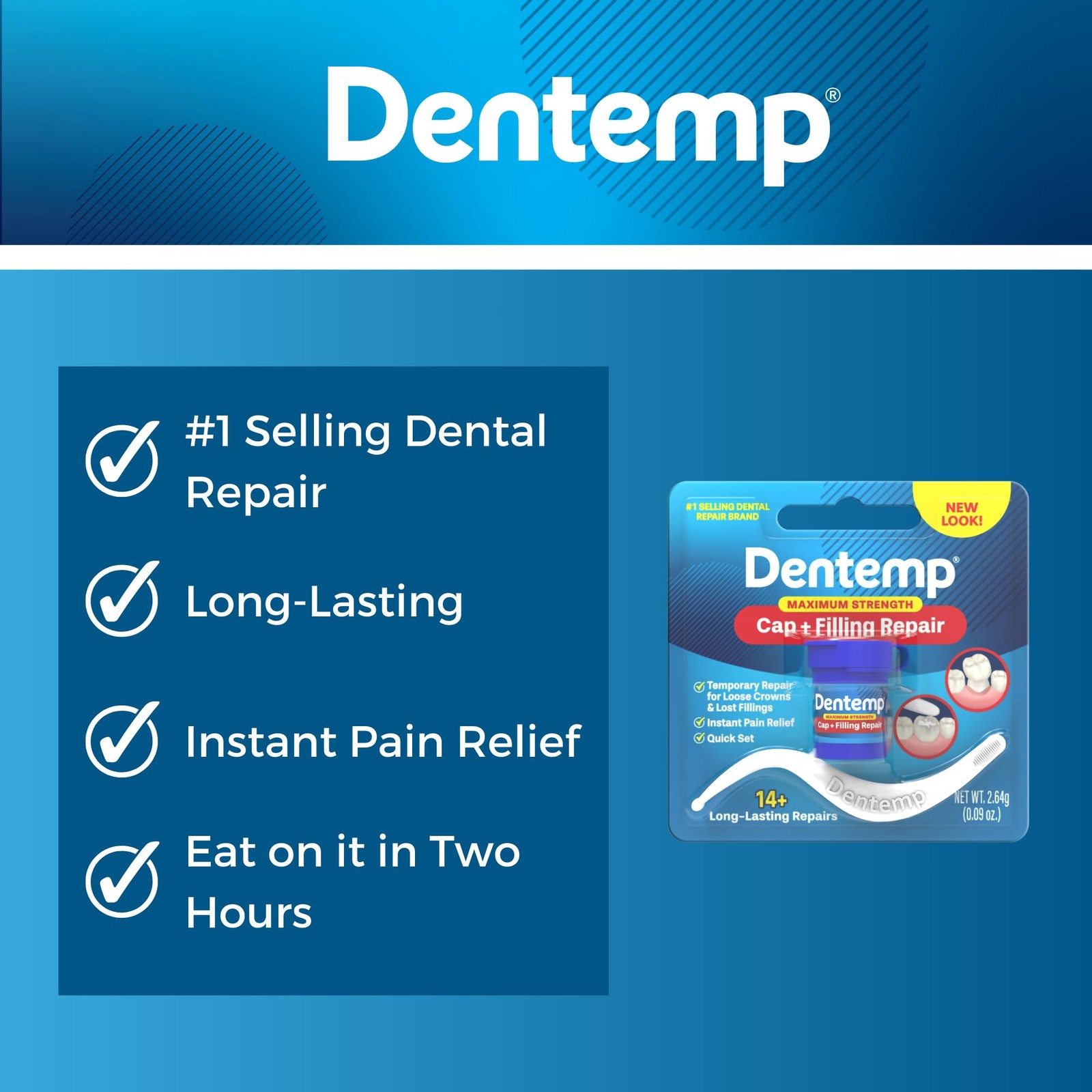Dentemp Loose Cap and Lost Filling Repair Kit Pack of 3 Dental Repair 80 Uses