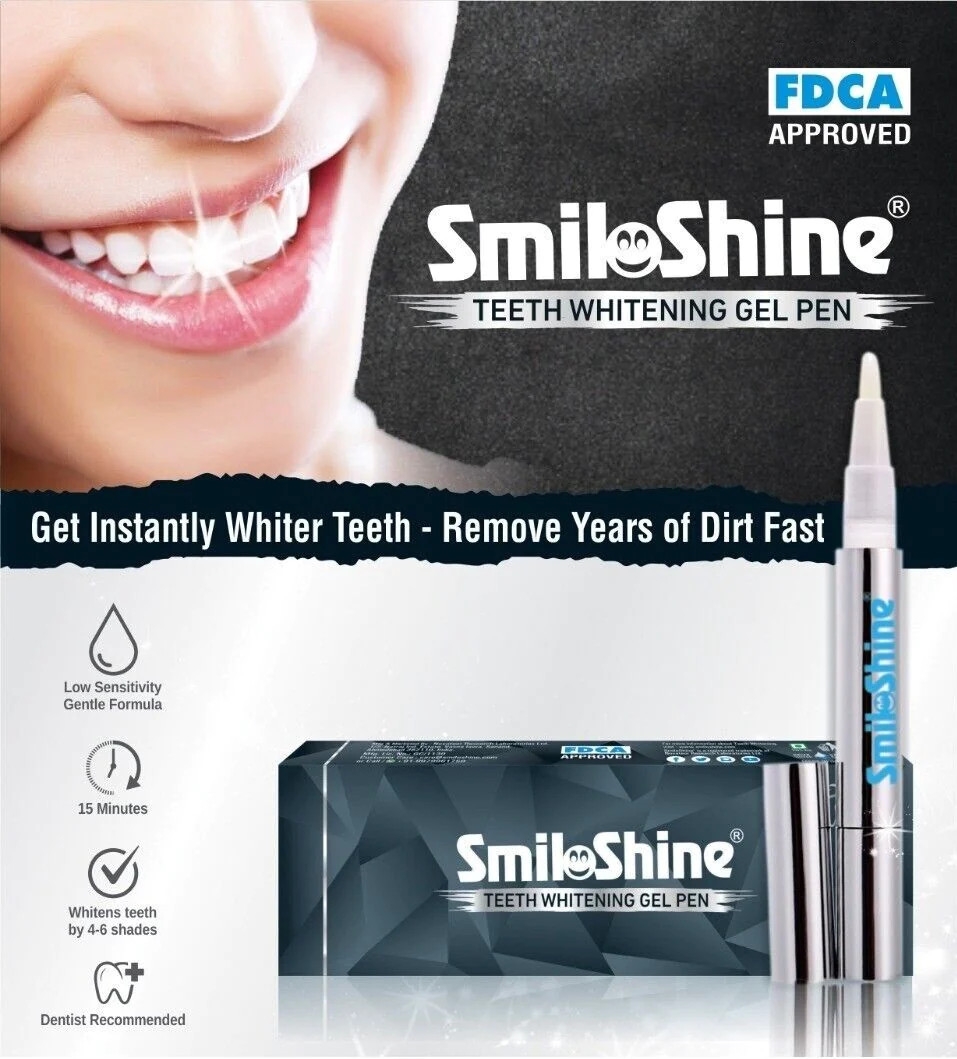 SmiloShine White ning 2mL Gel Pen for Whiten Your Teeth at Home (Free Ship)