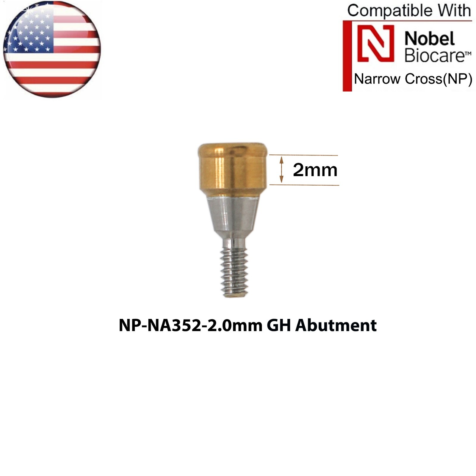 US Dental NP Overdenture Locator Abutment & Male Caps Fits Nobel Biocare Active