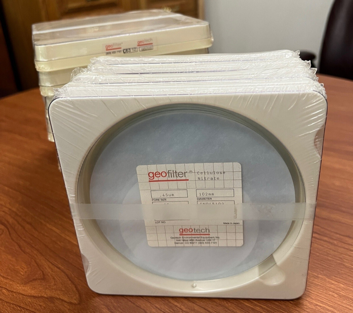 Geotech Geofilter Cellulose Nitrate. 0.45 Micron, 102 mm, GND45102. 100 Units