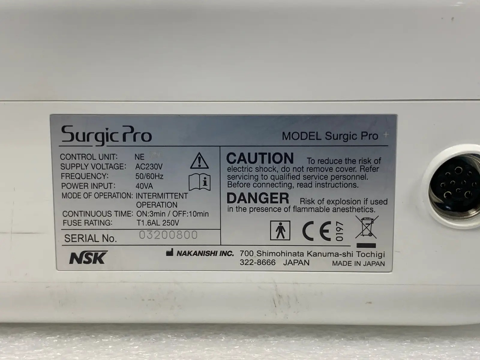 NSK Nakanishi Surgic Pro Plus OPT-D (230V) w FC-78 Foot Switch Control
