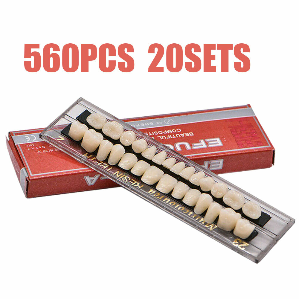560pc 20 Full Set Denture 23# Shade A2 Acrylic Resin Teeth Upper Lower Dental US