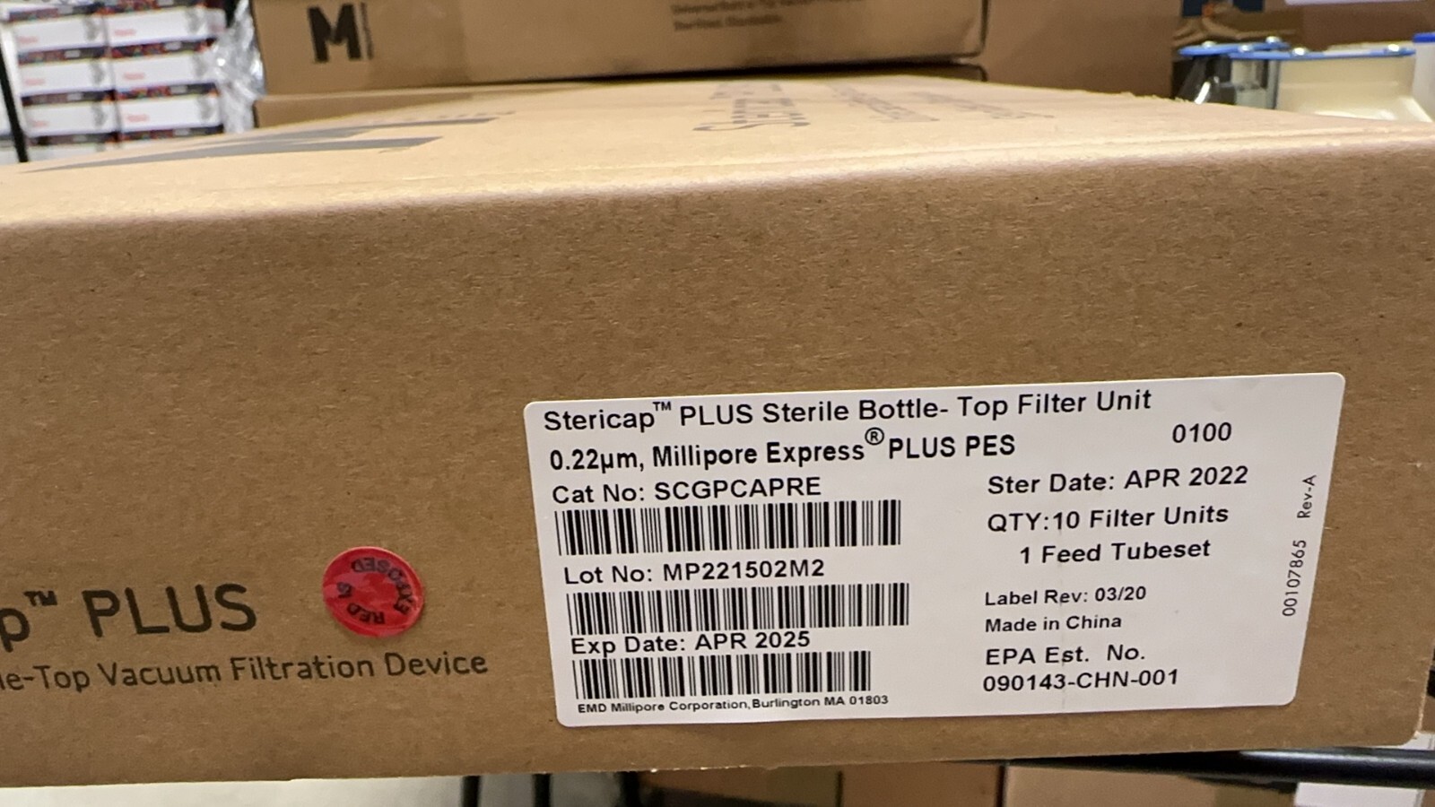 MilliporeSigma SCGPCAPRE SteriCap PLUS 0.22 μm, 10/Pk