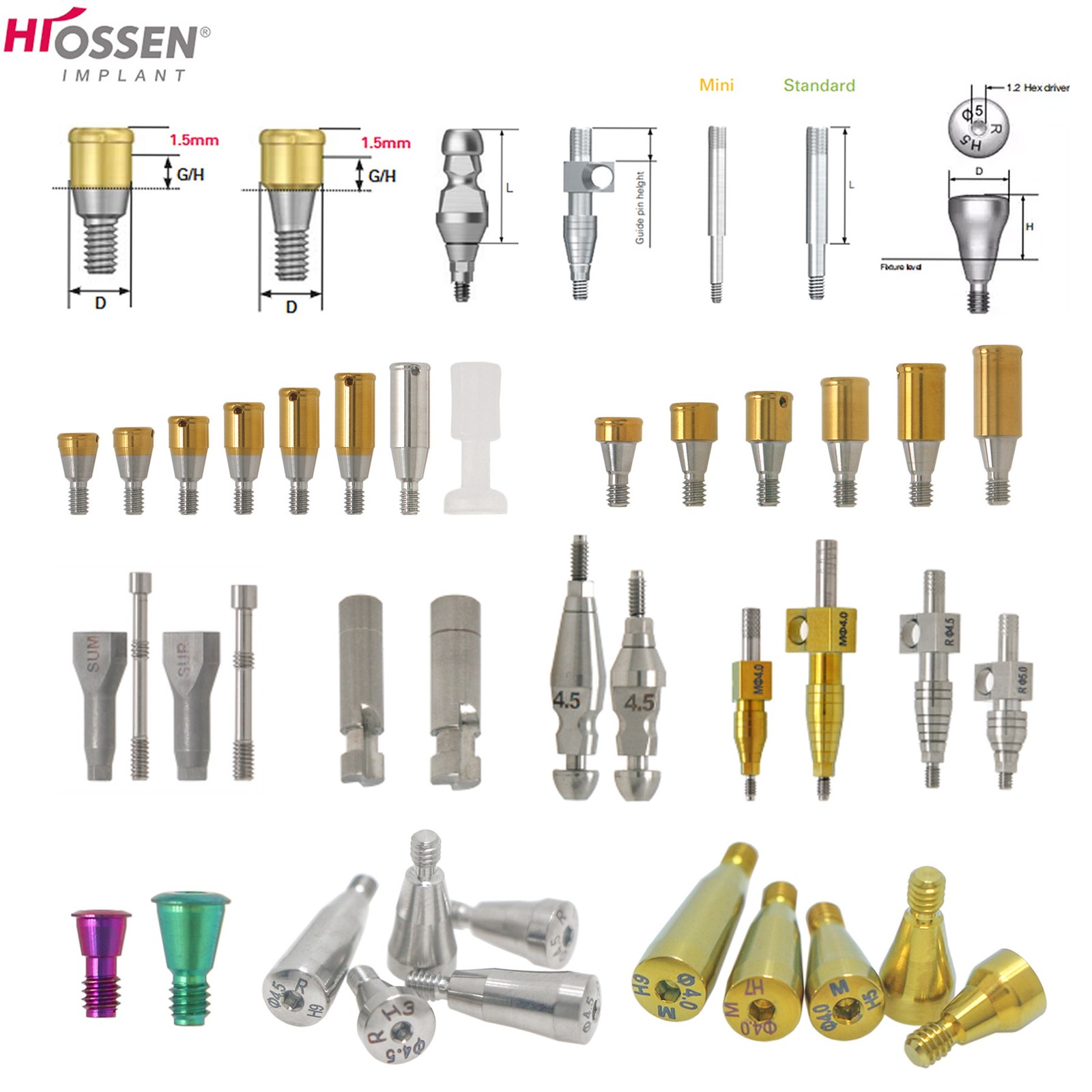 Hiossen Dental Locator/Healing/Straight Abutment/17° Angled Transfer Impression