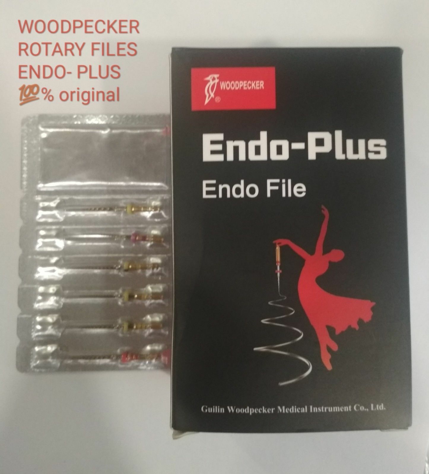 Dental Woodpecker Endo Plus Ni-Ti Root Canal 6 Files Pack Assorted 21mm Length.