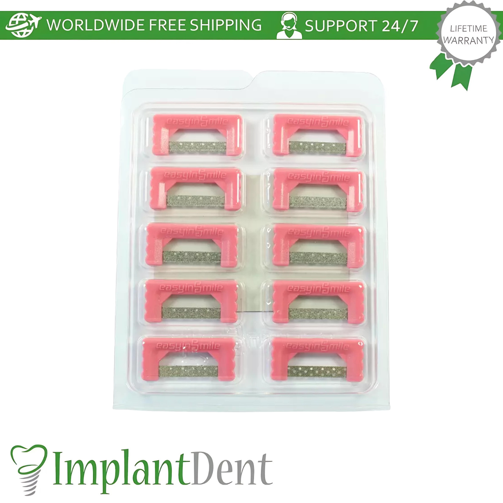 EasyinSmile 10pcs Perforated Coarse Bright Pink Widener Dental IPR Strips Set